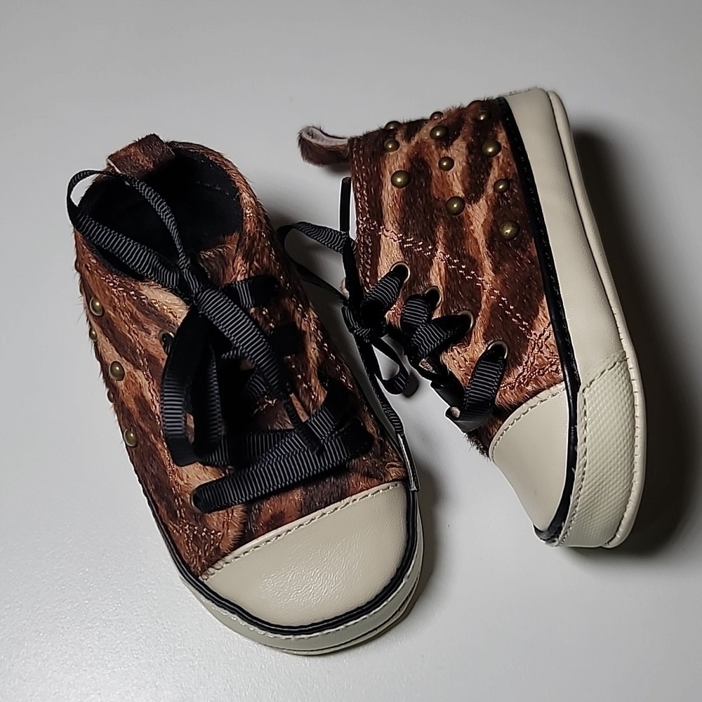 NWOT RALPH LAUREN POLO Calf Hair Leather Baby Sneakers Lace Up